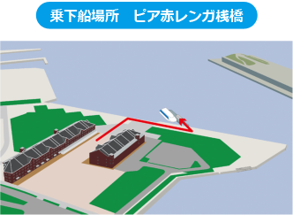 乗下船場所 ピア赤レンガ桟橋