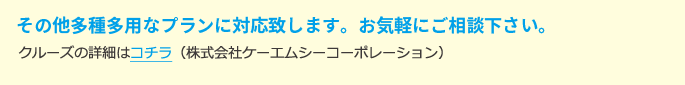 その他多種多用なプランに対応致します。お気軽にご相談下さい。